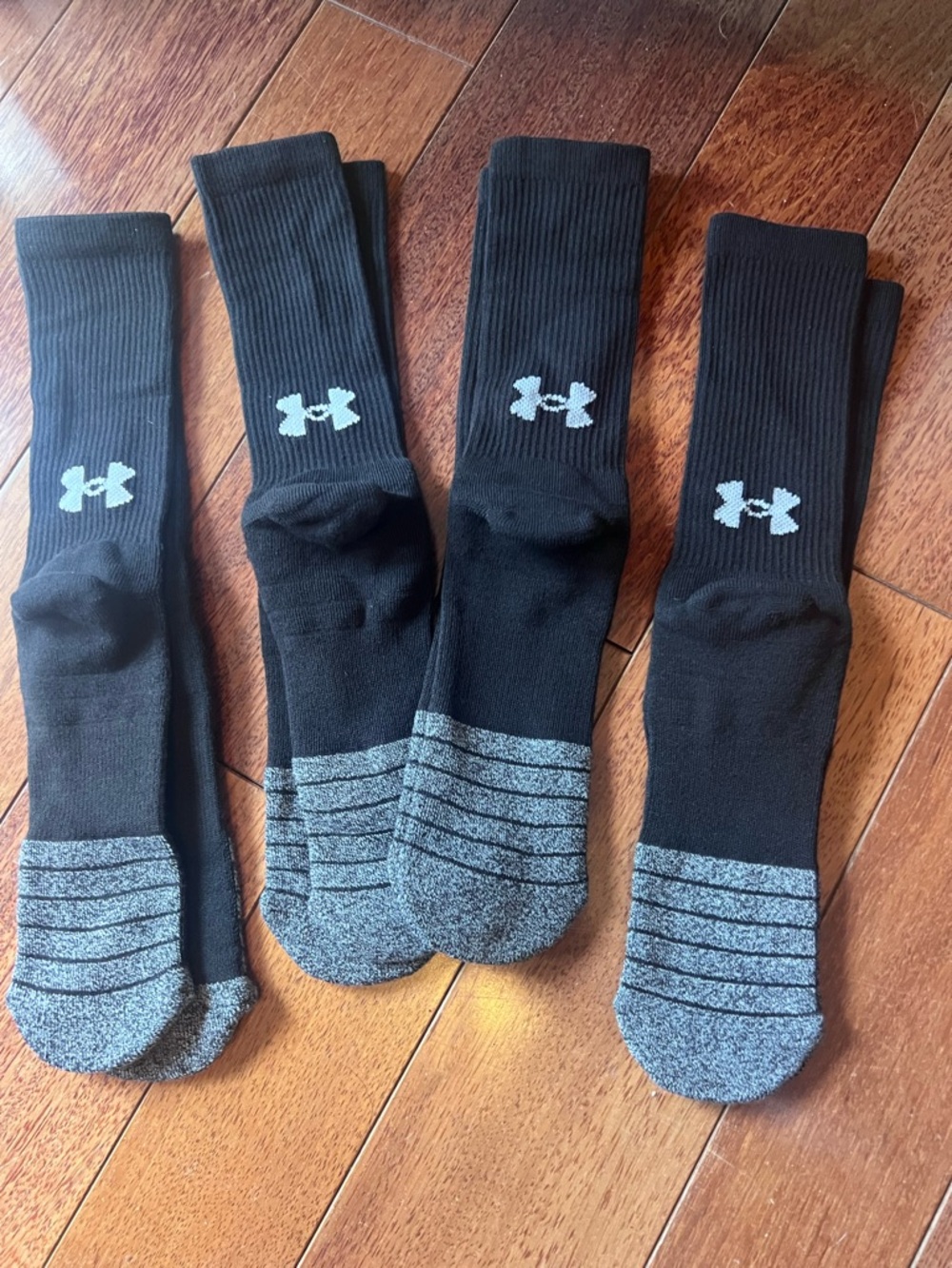 Under Armour Black Crew Athletic Socks with Grey Toe